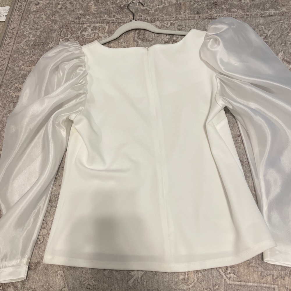 White sheer sleeve top